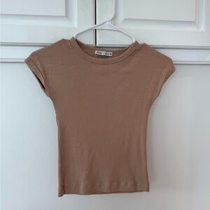Zara Tan Short Sleeve Top